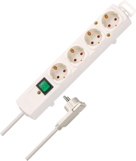 Brennenstuhl Comfort-Line Plus, Steckdosenleiste 4-Fach (Steckerleiste mit Flachstecker und Schalter, Mehrfachsteckdose mit 2m Kabel und extra Breiten Abständen der Steckdosen) weiß