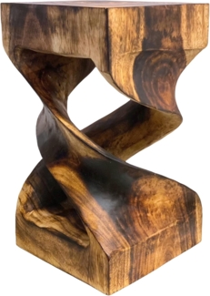 FaHome Beistelltisch Holz: Flambierter, Handgefertigter & Hochwertiger Holzhocker, Massiv (50 x 28 x 28)