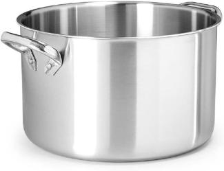 Pentole Agnelli alu-INOX Hohe Kasserolle mit 2 Griffen aus Edelstahl, Silber 20 cm Silber-schwarz
