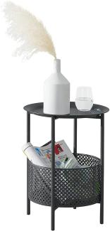 Beistelltisch Kruibeke 46x35cm mit Korb Schwarz [en. casa]