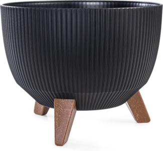 KONZEPT Blumentopf Pflanzschale 24/29cm Blumentopf mit Füßen, mit Wasserabfluss-Einsatz, wetterfest & UV-beständig, Übertopf für Innen & Außen