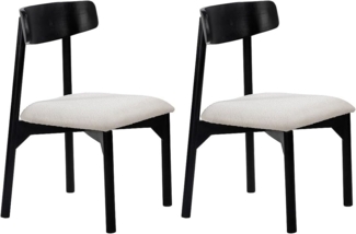 Vente-unique - Stuhl 2er-Set - Bouclé-Stoff & Mangoholz - Weiß - TAMENIA von Maison Céphy