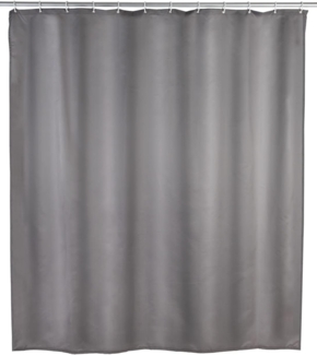 WENKO Anti-Schimmel Duschvorhang Uni Grey, 180 x 200 cm, waschbar