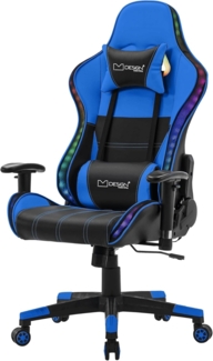 ML-DESIGN Gaming-Stuhl Drehstuhl mit RGB LED-Beleuchtung & Bluetooth-Lautsprechern Bürostuhl, Computerstuhl Sessel aus Kunstleder mit Rückenkissen und Kopfstütze