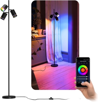 linovum LED Stehlampe Stehleuchte TAVIRA 3-flammig mit GU10 Lampen Smart WiFi RGBW, RGB