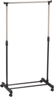 MSV Kleiderständer, Garderobenständer mit Leichtlaufrollen und einer Kleiderstange höhenverstellbar - 81 x 42 x 100-170 cm