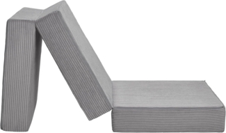 Badenia Trendline Faltbare Kord Gästematratze XXL, Komforthöhe von 15cm, 196 x 65 x 15,5 cm Liegefläche, Öko-Tex Zertifiziert, steingrau, produziert nach deutschem Qualitätsstandard