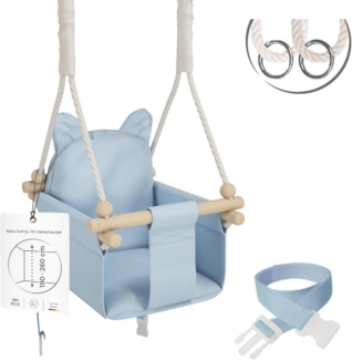 MAMOI® Babyschaukel Kinderschaukel | Babyschaukel Indoor Schaukel Indoor | Baby Schaukel Babyschaukel Holz | Schaukel Indoor Kinder | Schaukel Holz + SICHERHEITSGURT | CE | 100% ECO | Made in EU