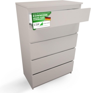 CDF Kommode Malwa M5 | Farbe: Kaschmir (beige) | Schrank für Dokumente, Kleinigkeiten | Ideal für Wohnzimmer, Schlafzimmer, Kinderzimmer, Jugendzimmer | 5 geräumige Schubladen