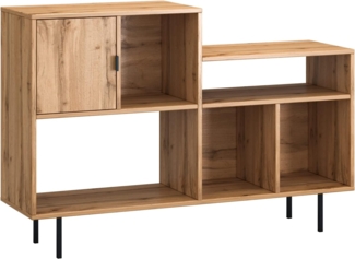 TARGET HOME TV-Board TV Lowboard Komodenschrank mit Metalltür und weißen Wotan-Eiche-Beinen wotan-eiche (H 85 x T 35 x B 125 cm)