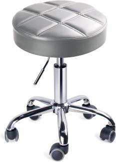 Leader Accessories Drehhocker höhenverstellbar Rollhocker Funktionaler Arbeitshocker Studiohocker im modernen Design Hellgrau(Sitz Φ35cm)