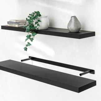 Casaria Wandregal mit Halterung, MDF, Schwaz / Matt, 110 x 23 x 3,8cm