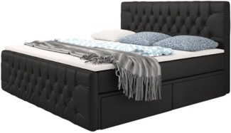 Boxspringbett Sognare mit Stauraum 200x200 Schwarz H4 (100kg+)