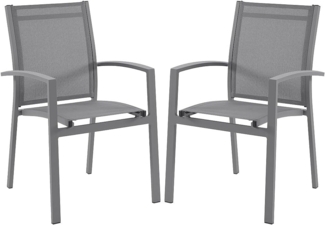 Vente-unique - Gartenstuhl-Set 2er stapelbar - Aluminium & Textilene - Anthrazitgrau - TELTO von MYLIA