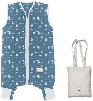 MOOVO by Nuvita 90200 | Schlafsack mit Fuß und faltbaren Socken, Bio-Baumwolle, OEKO TEX zertifiziert, TOG 2. 5 | Größe: 1 Jahr | Powder Blue