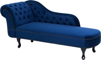 Beliani 'Nimes' Chaiselongue, Blau, Samt, 79 x 65 x 169 cm, Links