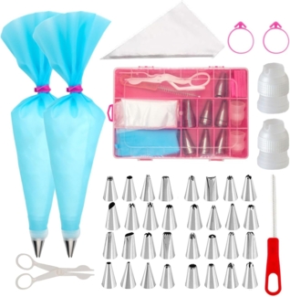 Intirilife Spritztüllen, Edelstahl, (Set, 52-tlg, Spritztüllen mit verschiedenen Aufsätzen), 52-teiliges Spritzbeutel Set mit Aufbewahrungsbox 19.5 x 14 x 3.5 cm