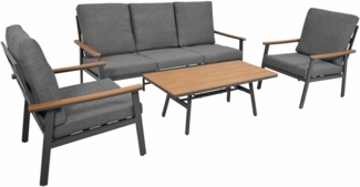 DEGAMO Gartenlounge-Set CALGARY 4-teilig, Aluminium anthrazit, Polster grau, extra grosse Ausführung