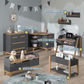 Vitalispa Wickelkommode Grau/Eiche 85 x 85.2 cm mit Tür, Malia