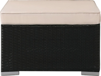 Arebos Hocker Sitz, Ablage In- & Outdoor geeignet inkl. Sitzkissen Polyrattan, Leichtes, witterungsbeständiges, rostfreies Aluminiumgestell