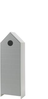 Kleiderschrank >CASAMI< in Korpus Weiß / Front Grau / Rillenprofil waagerecht