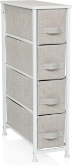 hjh LIVING Kommode mit 4 Stoffschubladen FOLDRESS S 20 x 48 x 76 cm Schubladenkommode Organizer, höhenverstellbare Fußgleiter, Metall-Gestell, Grau