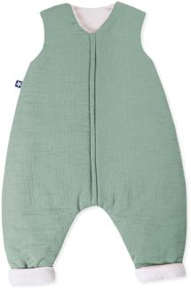 Julius Zöllner Schlafoverall Jumper gefüttert Musselin, warme Füllung 2,5 TOG, waschbar bei 40°C, Made in Germany, OEKO TEX Standard 100, grün, Gr. 92