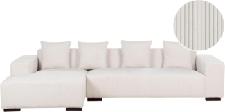 Ecksofa LUNGO Cord Cremeweiß Rechtsseitig