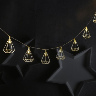 MARELIDA LED-Lichterkette LED Deko Lichterkette DIAMANT 10 kleine beleuchtete Rubine 1,6m silber, 10-flammig