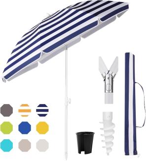 Sekey® 180 cm Sonnenschirm Balkon mit Bodenhülse & Schutzhülle, Neigungs- und Höhenverstellung, Sonnenschirm Strand für Balkon, Garten & Terrasse, Runder Sonnenschutz UPF 50+