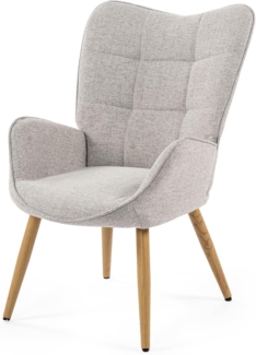 MEUBLE COSY Sessel Relaxsessel Lehnstühle Polstersessel Einzelsofa mit Holzbein Ohrensessel für Wohnzimmer Schlafzimmer Büro Vanity, Stoff, Beige
