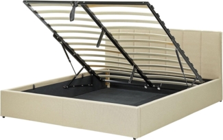Bett mit Stauraum DREUX 160 x 200 cm Stoff Beige