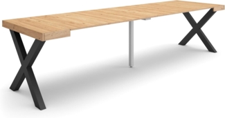Skraut Home | Ausziehbarertisch | Multifunktionaler ausziehbarer | 300 | Für 14 Gäste | Massivholz Beine | Moderner Stil | Eiche