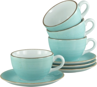 CreaTable, 34041, Serie Vintage Nature Aqua, 8-teiliges Geschirrset, Cappuccino Set aus Porzellan, spülmaschinen- und mikrowellengeeignet, Made in Europe