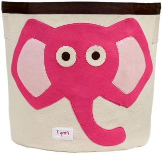 Aufbewahrung im Kinderzimmer | Grosser Aufbewahrungskorb mit Elefant in Pink, 43x43,5 cm, von 3 sprouts