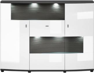 Highboard >Trendy< in Weiss/Grau - 160x120,4x41,6cm (BxHxT)