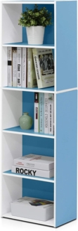Furinno offenes Bücherregal mit 5 Fächern, holz, Weiß/Hellblau, 40. 1x23. 9x132. 1 cm