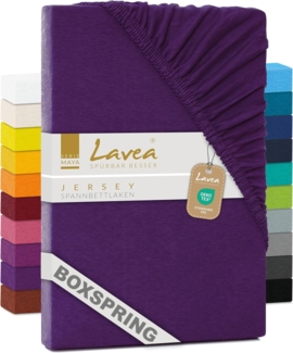 Lavea Spannbettlaken Maya, in Gr. 60x140, 90x200, 120x200, 140x200, 180x200 oder 200x220 cm, Baumwolle, Gummizug: rundum, (1 Stück), Jersey Spannbetttuch für Topper, Boxspring- und Wasserbetten