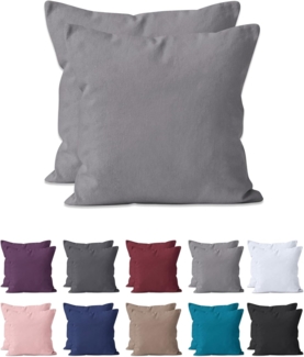 Hometex Premium Textiles Kissenbezug 2-er Set Kissenbezug Mikrofaser, Doppelpack Kissenhüllen ca. 95 g/m², Dekorative Dekokissen Sofakissen Lendenkissen Wurfkissenbezug mit Reißverschluss