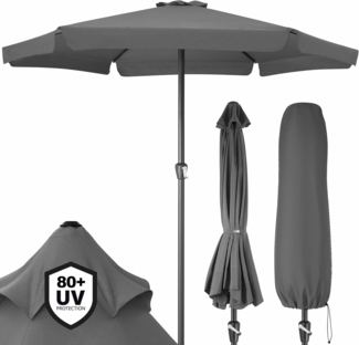 Kingsleeve® Sonnenschirm ohne Gestell, UV Schutz 80+, Alugestell / Polyester dunkelgrau, Ø 330cm