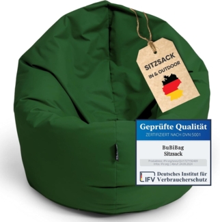 BubiBag Sitzsack für Erwachsene -Indoor Outdoor XL Sitzsäcke, Sitzkissen oder als Gaming Sitzsack, geliefert mit Füllung (125 cm Durchmesser, dunkelgrün)