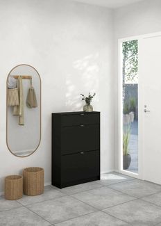 Dmora - Schuhschrank Edith, Schuhregal, Mehrzweck-Eingangsgarderobe, Möbel für Schuhe, 70x24 h101 cm, Schwarz