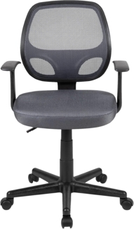 Flash Furniture Bürostuhl mit mittelhoher Rückenlehne – Ergonomischer Schreibtischstuhl mit Armlehnen und Netzstoff – Perfekt für Home Office oder Büro – Grau