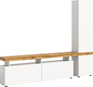 xonox. home Wohnen Sugar X8AK6W01 Wohnwand TV-Wand Schrankwand elegant in Weiß Melamin mit 1 Tür und 4 Fächer, ca. B/H/T: 235 x 190 x 30 cm