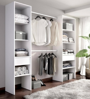 Dmora - Großer Kleiderschrank Blossberg, Schlafzimmermöbel, Schrank, Garderobe, 160x50 h185 cm, Weiß