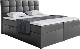 MEBLINI Boxspringbett DRAGO 180x200 cm mit Bettkasten - H4/Schwarz Kunstleder Polsterbett - Doppelbett mit Topper & Taschenfederkern-Matratze