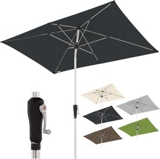 doppler Aluminium Sonnenschirm SL-AZ 220x140 - Rechteckiger Kurbelschirm - Modernes Design - Starker UV-Schutz - 220x140 cm - Anthrazit