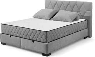 NAGOL B Boxbett 160x200, Anthrazit - Bequemes Doppelbett mit Bettkasten und Premium 9-Zonen-Federkern Wendematratze - 185 x 114 x 214 cm (B/H/T)