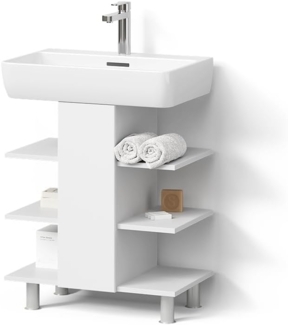 Livinity® Waschbeckenunterschrank Fucino, Weiß, 60 x 70 cm mit 6 Ablage