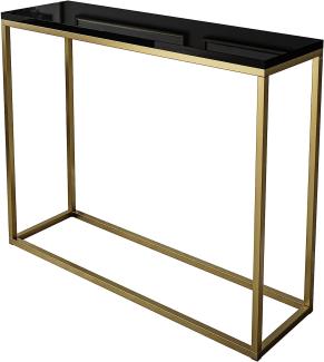 Konsole MODERN Gold Matt 100 cm Schwarz Hochglanz Schminkkonsole HG Konsolentisch Tisch Beistelltisch Wohnzimmertisch Flurtisch Dekotisch Eingangsbereich Metallrahmen (Schwarz Hochglanz)